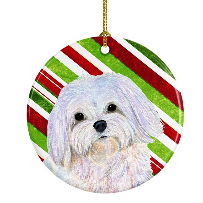 The Holiday Aisle® Maltese Holiday Christmas Ceramic Hanging Figurine